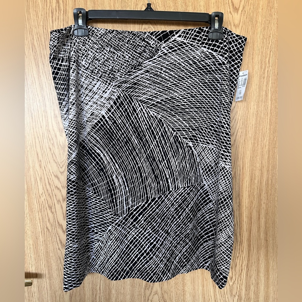 New Jones Studio Black White Pin Stipe Midi Skirt Women’s 16